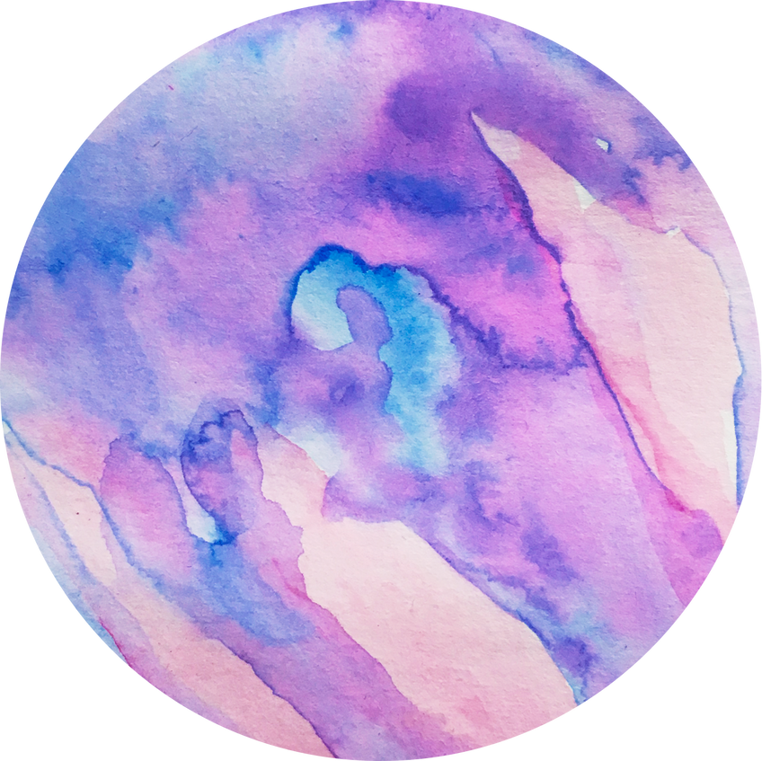 Hand-Painted Watercolor Space Galaxy Violet and Pink Planet