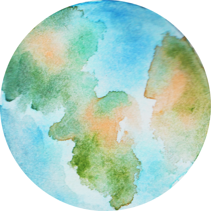 Hand-Painted Watercolor Space Galaxy Earth Blue and Green Planet